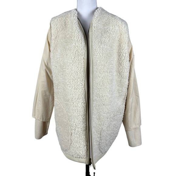 Blue Willis Denmark Hooded Knit Jacket Womens L Cream Full Zip Minimalist - Picture 10 of 16